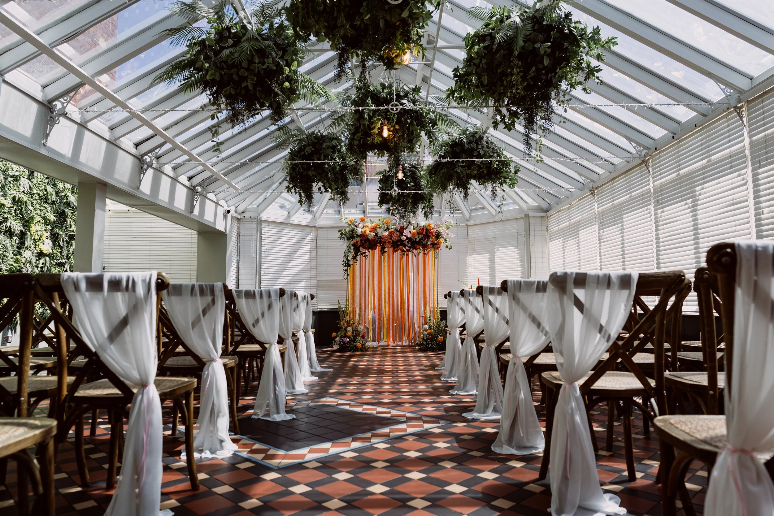 The ceremony set up at a city wedding in Leeds