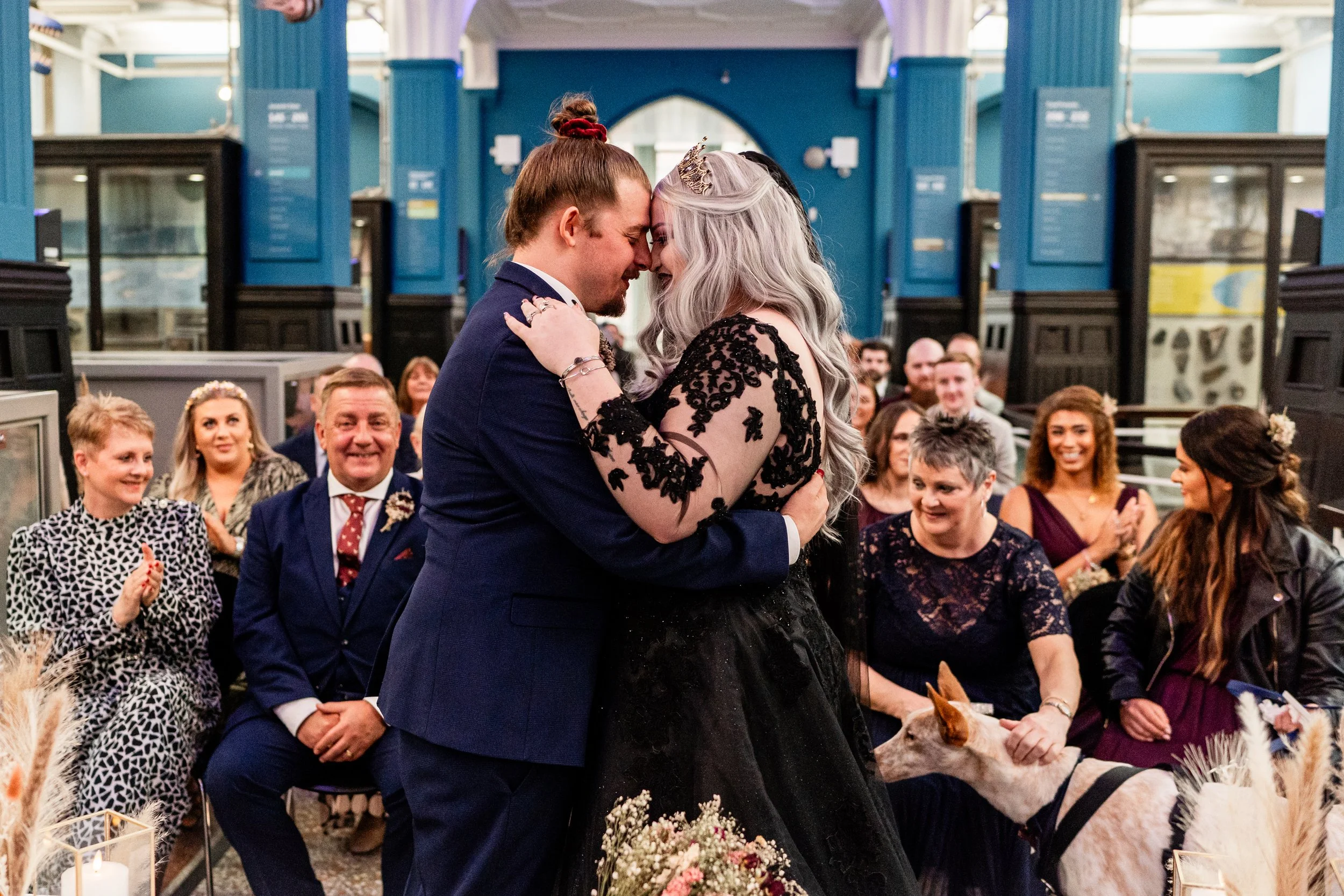 An intimate shot of a couple head to head during their inclusive wedding photography