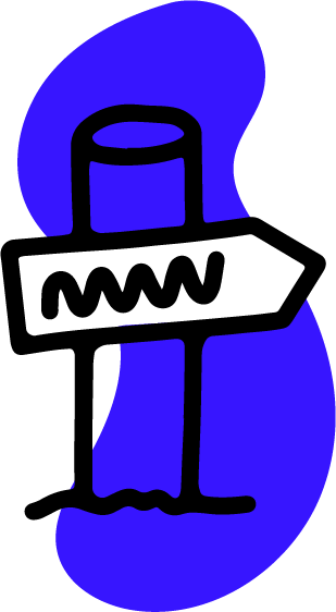 Stylized blue and black illustration of a face with abstract features, including a large eye and a prominent nose.