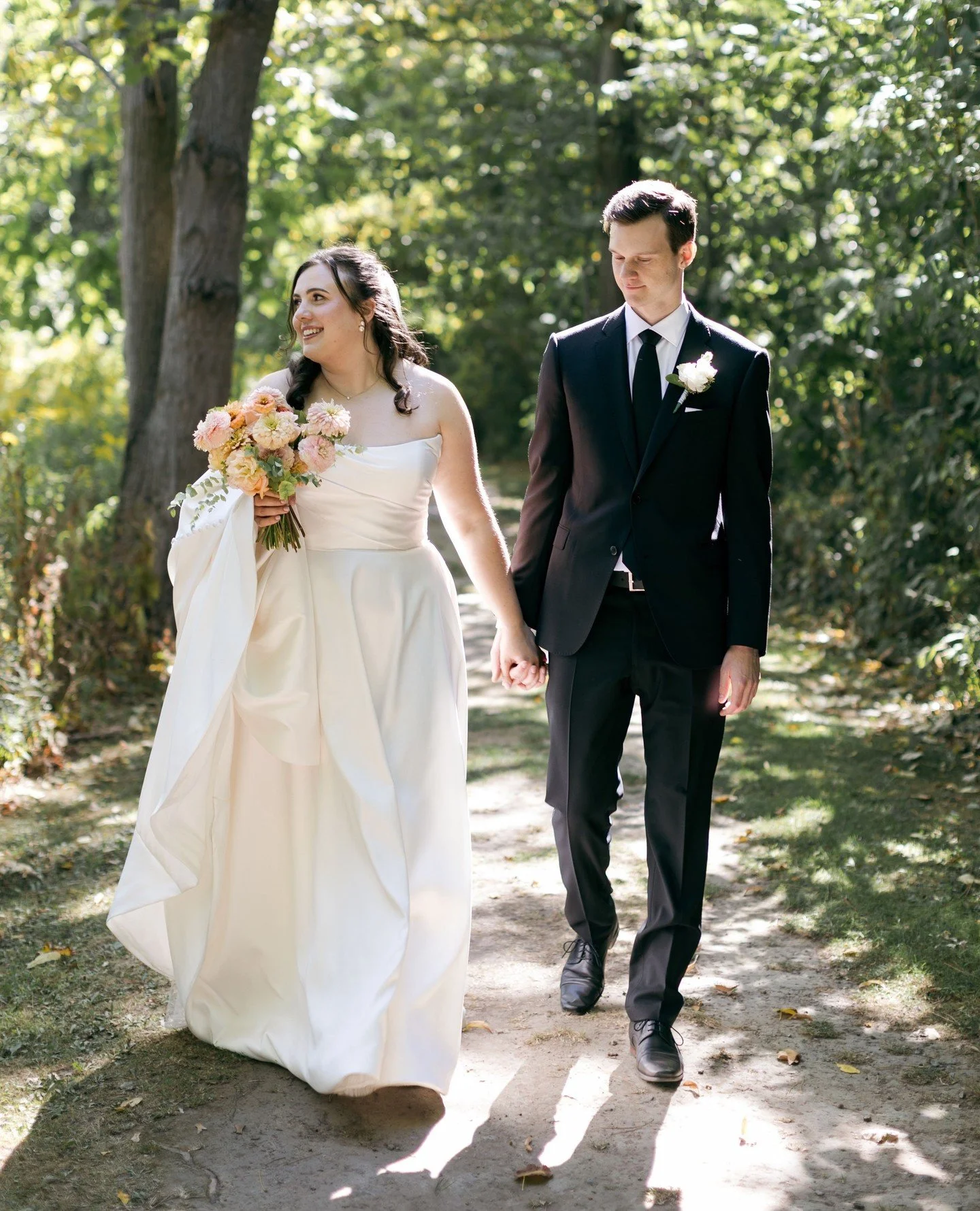 Such an honest, relaxed day for R + H.⁠
⁠
Most of their wedding happened at a family home, which made everything feel really meaningful. And right before sunset we snuck away to Rosalia&rsquo;s parents&rsquo; peach orchard&hellip; golden light and qu