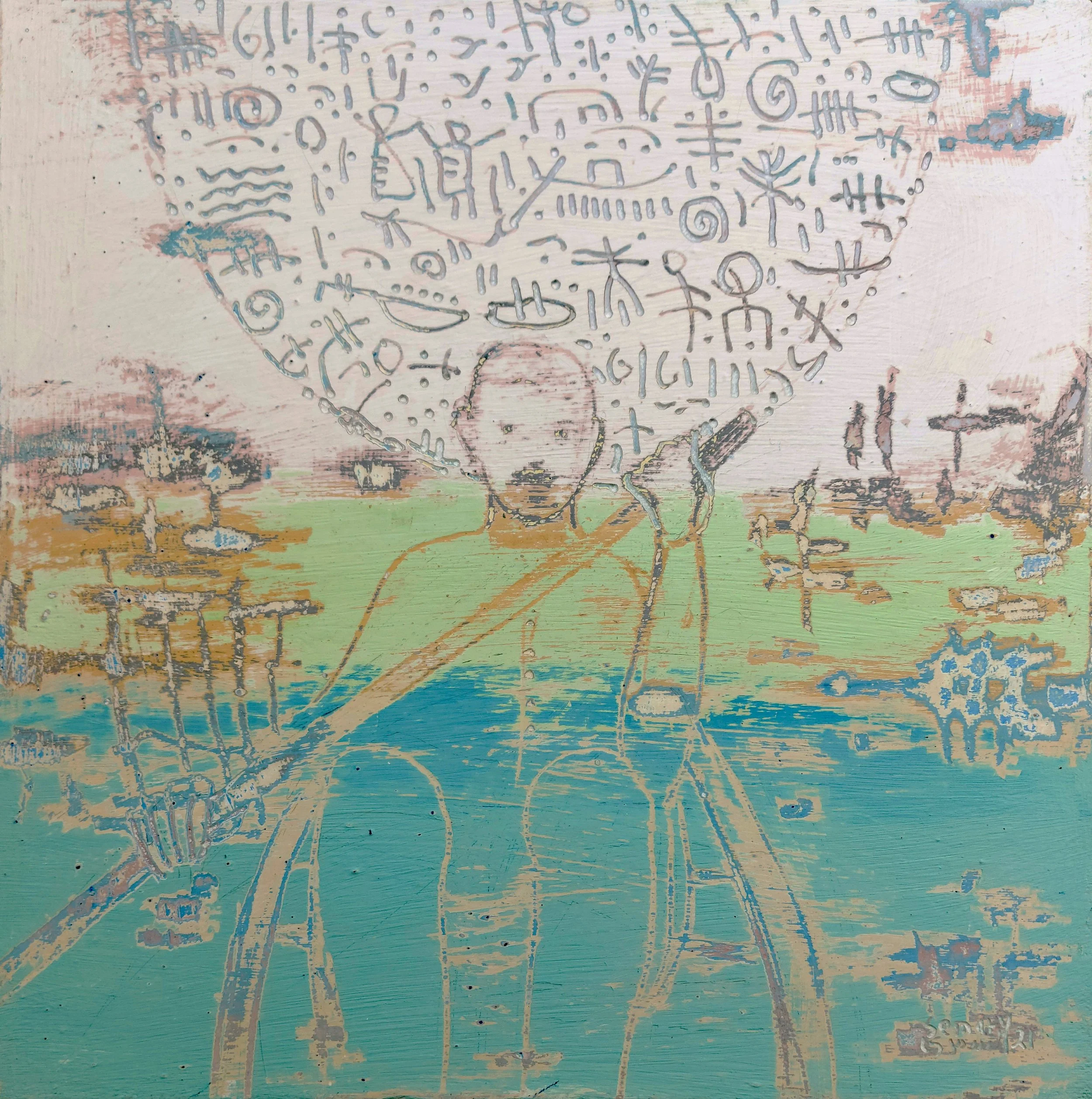 62x62 cm acrylic+ glc+oxide powder on canvas