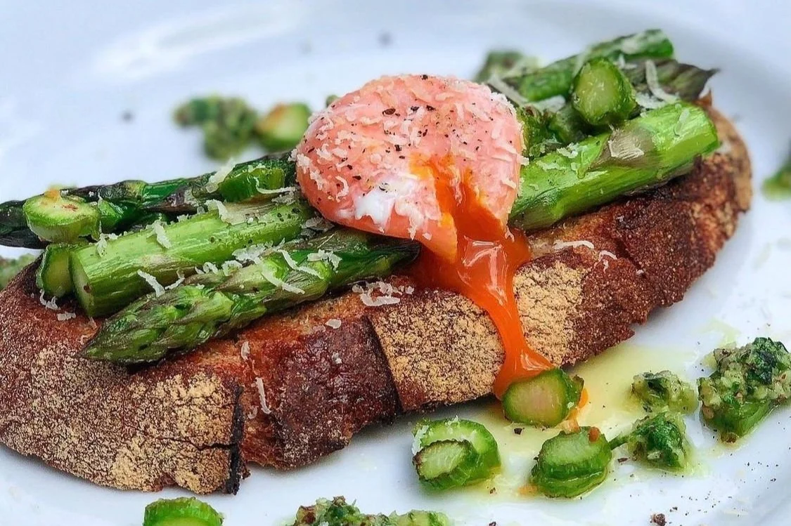 Roasted Asparagus with a Hazelnut Pesto on Sourdough