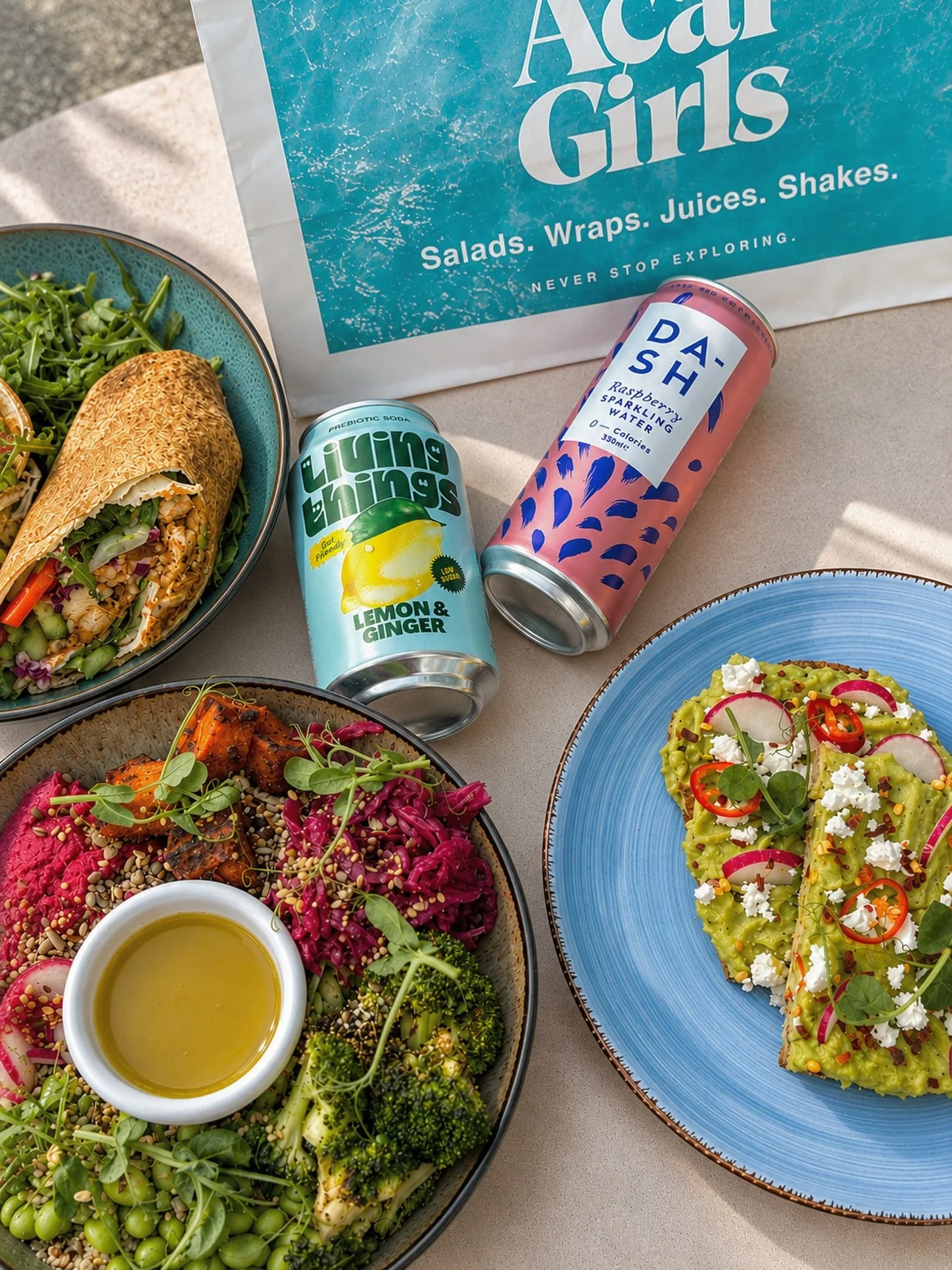 Nutrition, without the mental load. 🥗 Fresh salad bowls, flavour-packed wraps and avocado toast made to power your afternoon.

#TheAcaiGirls