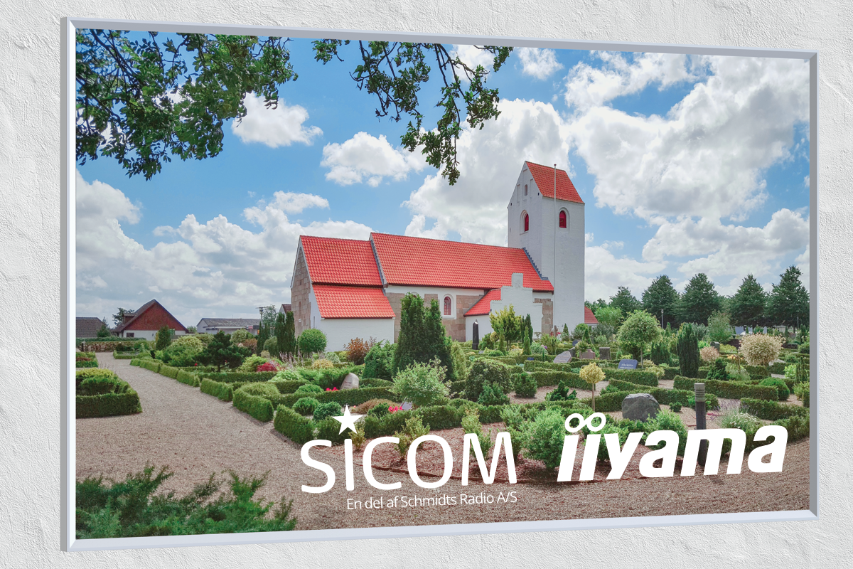 Infoskærme med hvide rammer