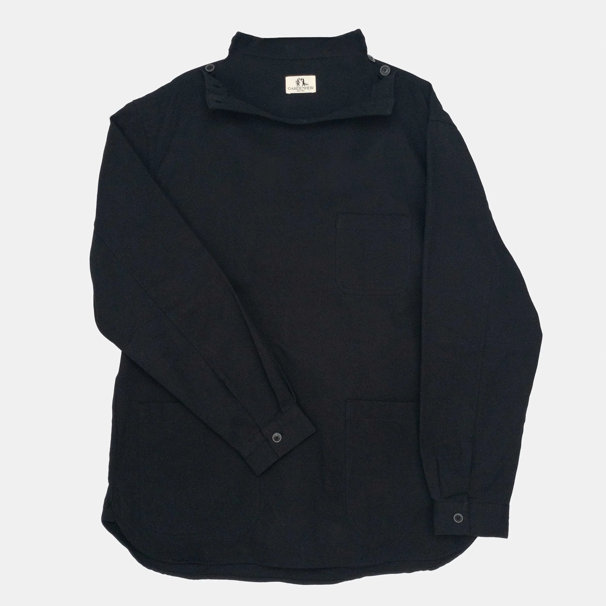 Washed Cotton Drill Gardening Smock in Black — GARDENHEIR