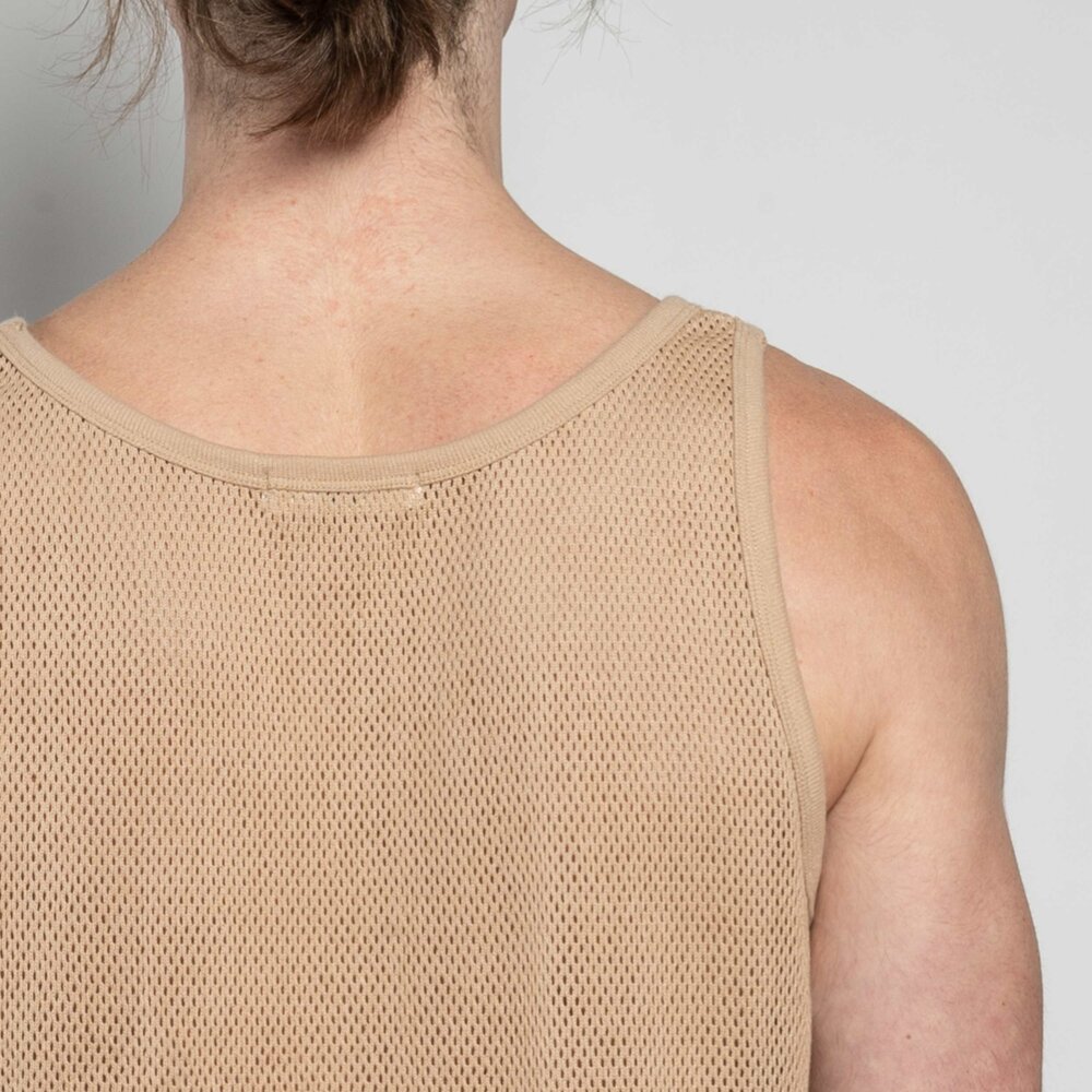 Cotton Mesh Tank Top in Wheat — GARDENHEIR