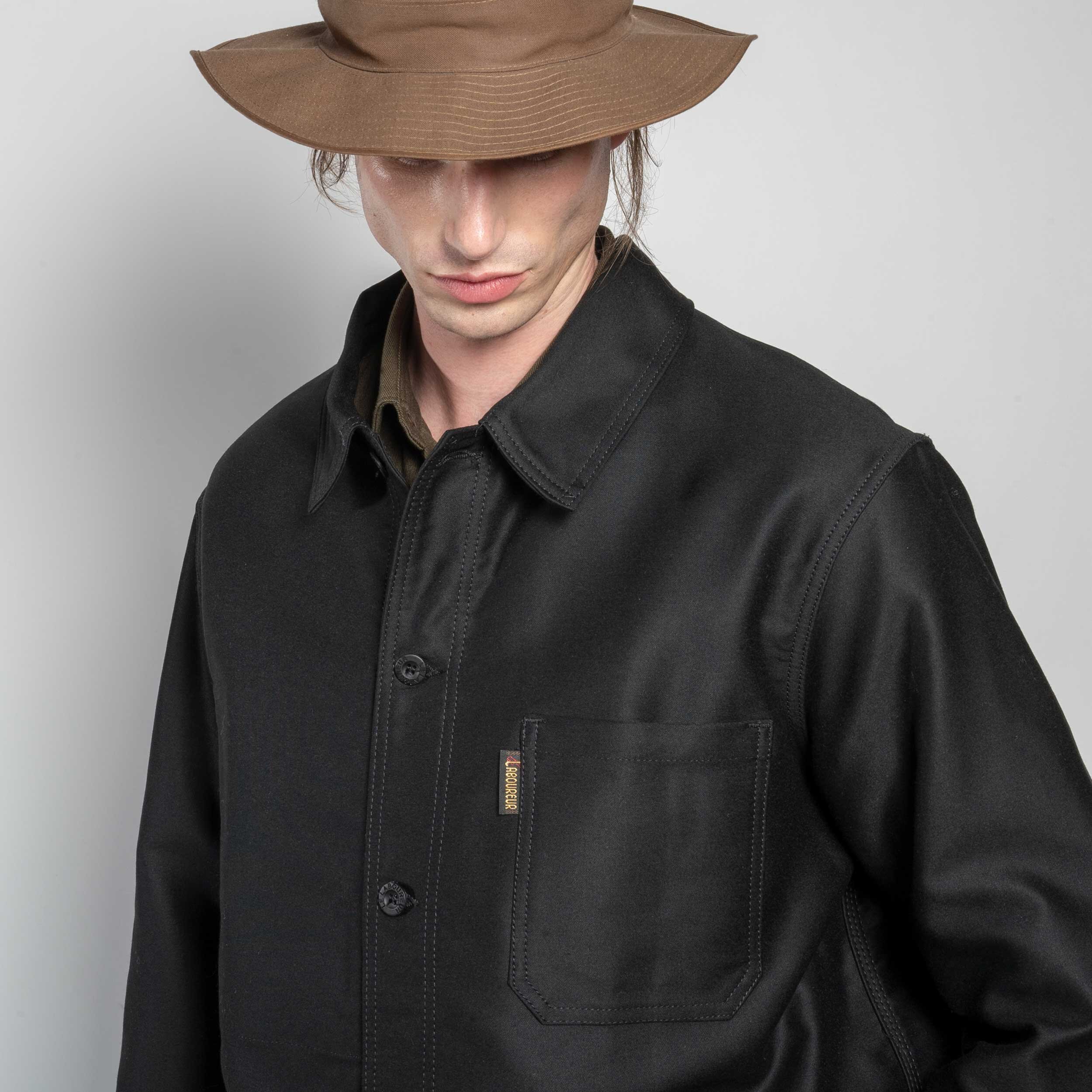 Le Laboureur French Cotton Moleskin Work Jacket in Black — GARDENHEIR