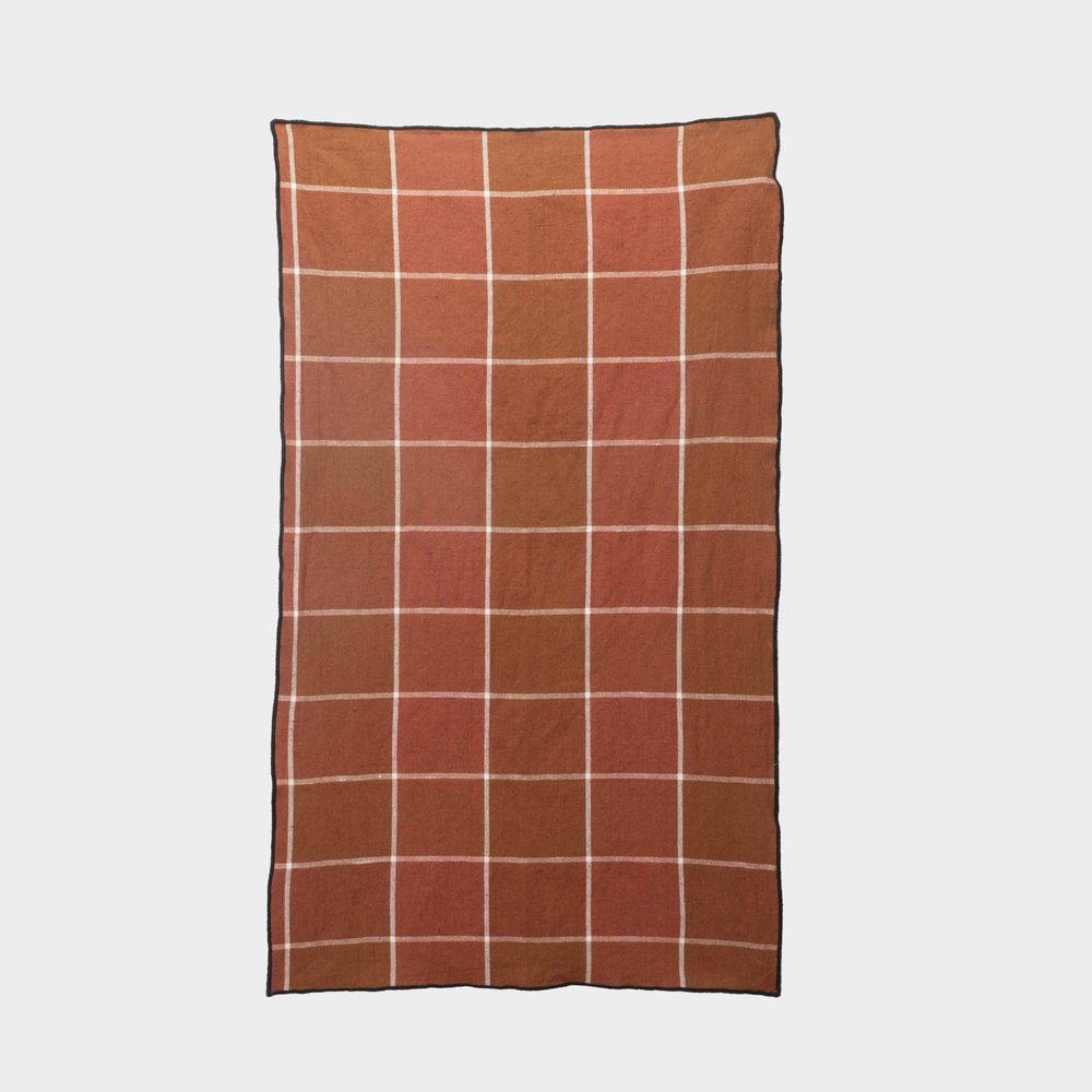 French Linen Kitchen Towel in Windowpane Plaid — GARDENHEIR