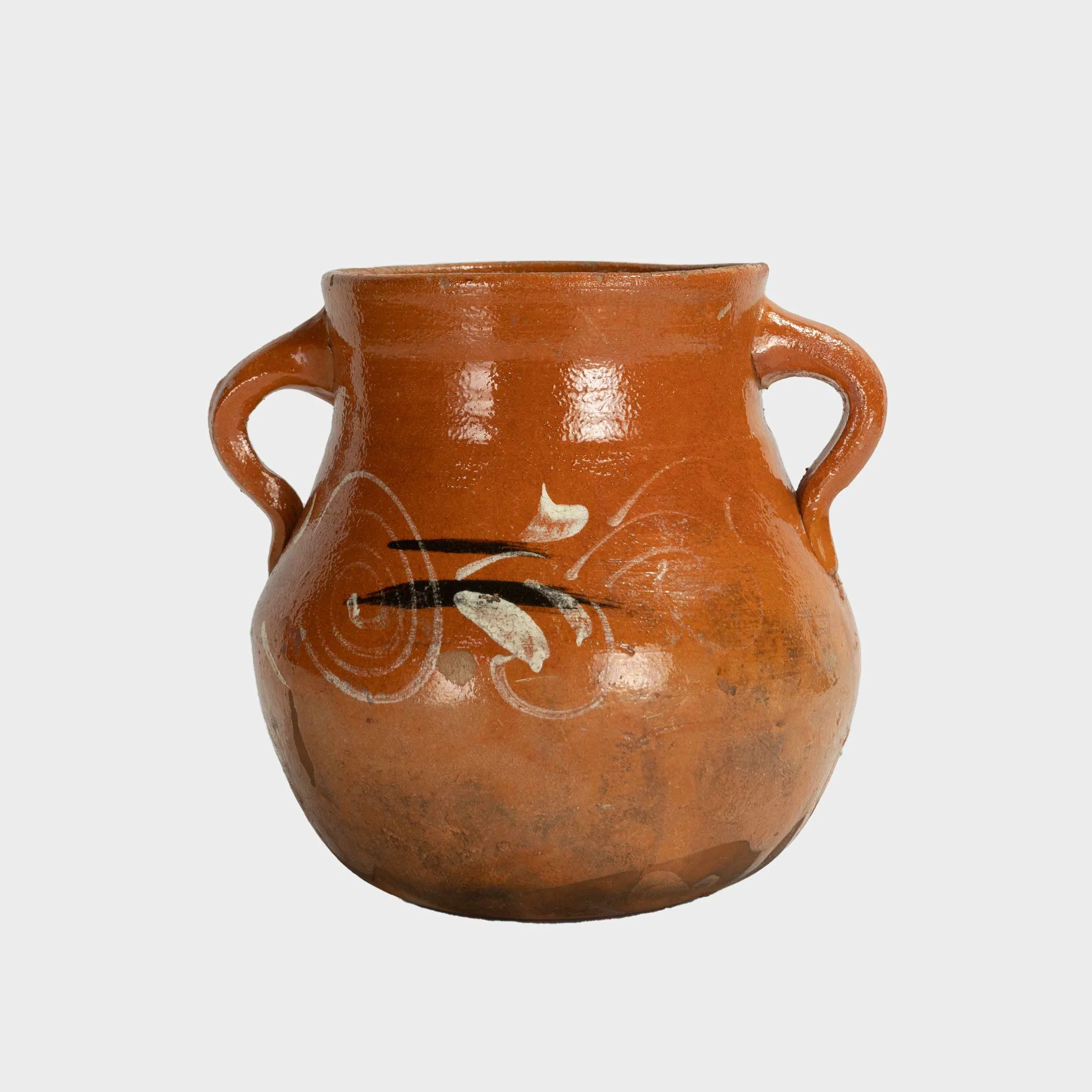 (Sold) Vintage Double Handled Redware Jug, 20th C.