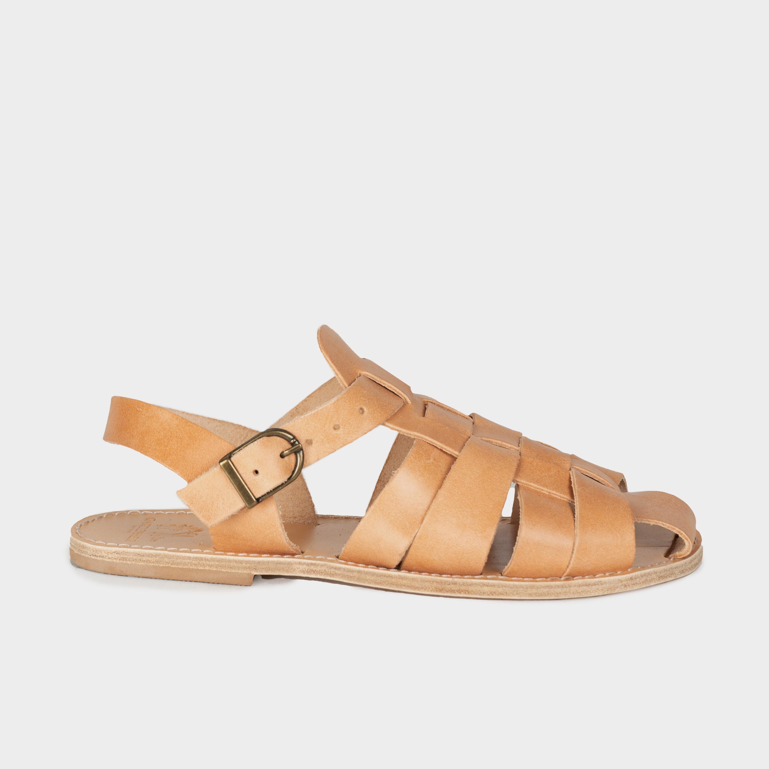 Leather Fisherman Sandals, French Fisherman Sandals, Tan Leather ...