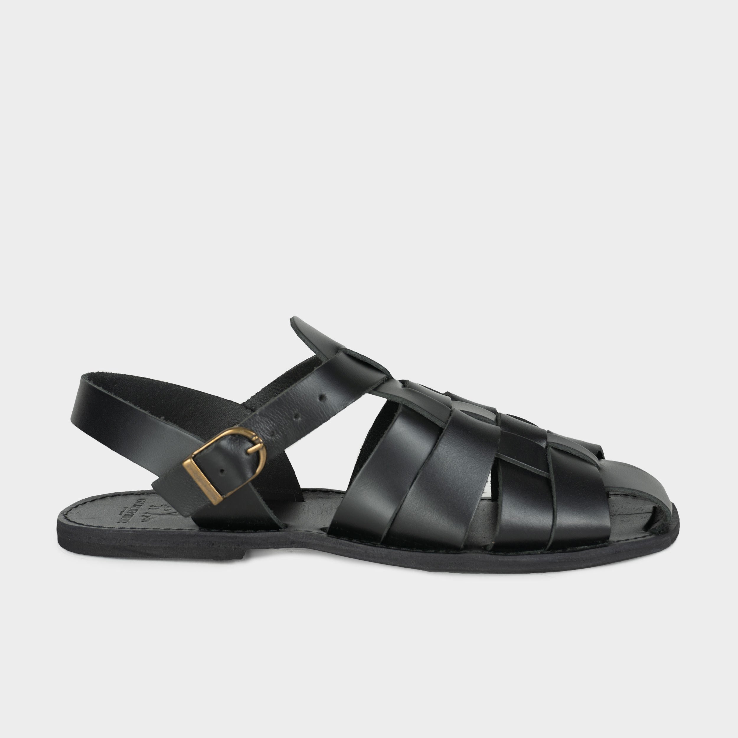 Leather Fisherman Sandals, French Fisherman Sandals, Black Leather ...