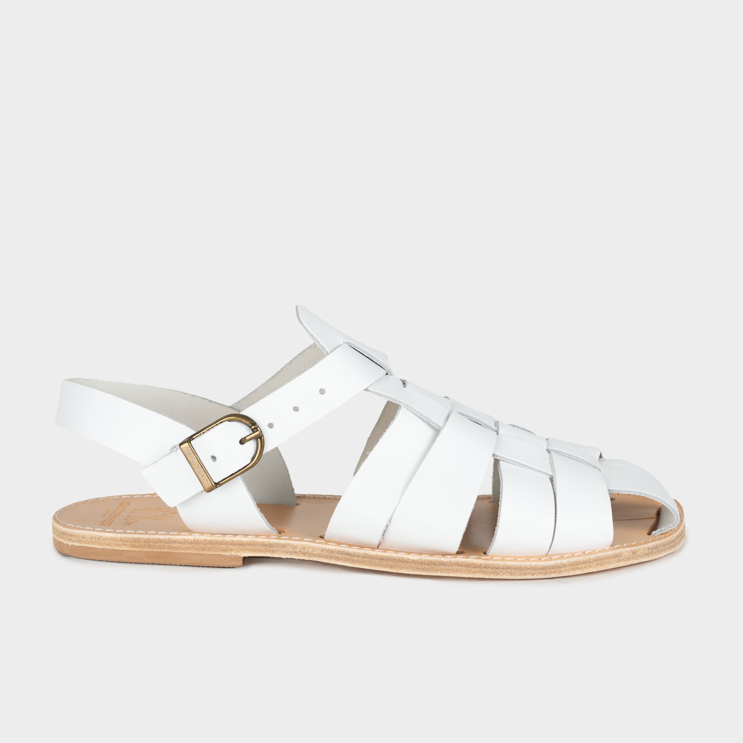 Leather Fisherman Sandals, French Fisherman Sandals, White Leather ...