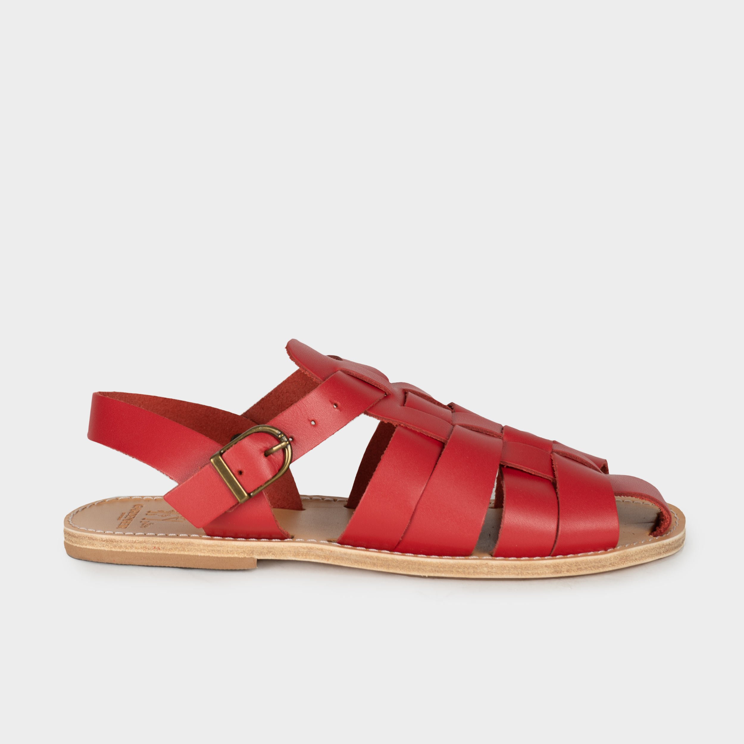 Leather Fisherman Sandals, French Fisherman Sandals, Red Leather ...