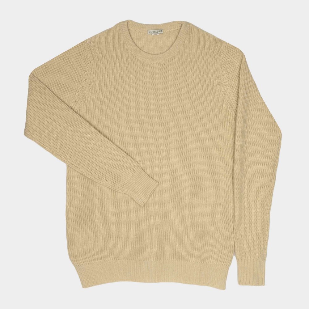 Crew-neck Cashmere Sweater Mens Beige