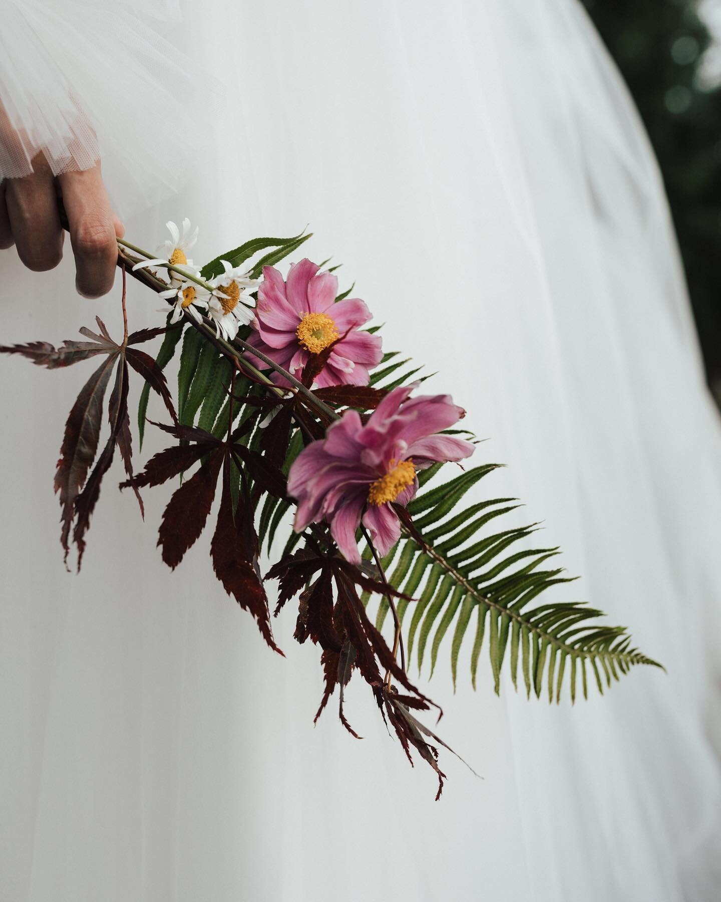 Who said you HAVE to have a big bouquet?!

For this bride, carrying anything much heavier could have caused her joints to pop out of place but she still needed a pop of color and some floral, so we put together the simplest of bouquets.

If you have 