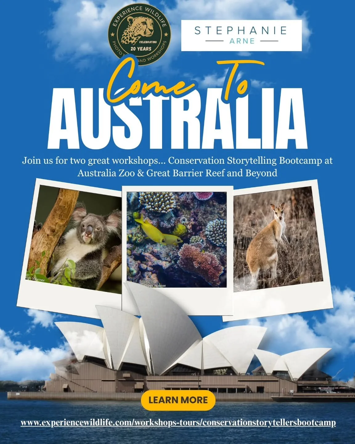 BIG ANNOUNCEMENT!!!!

We are heading to AUSTRALIA, and we want you to come with us. 
In collaboration with Stephanie Arne , an esteemed international wildlife conservationist, expedition guide, TV personality, we are organizing an unforgettable adven