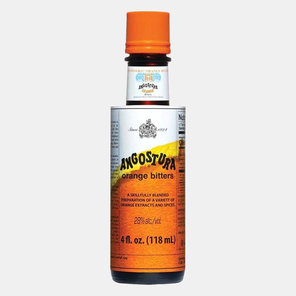 Stocking stuffers in Providence: a small orange, white, and yellow bottle of Angostura Orange Bitters