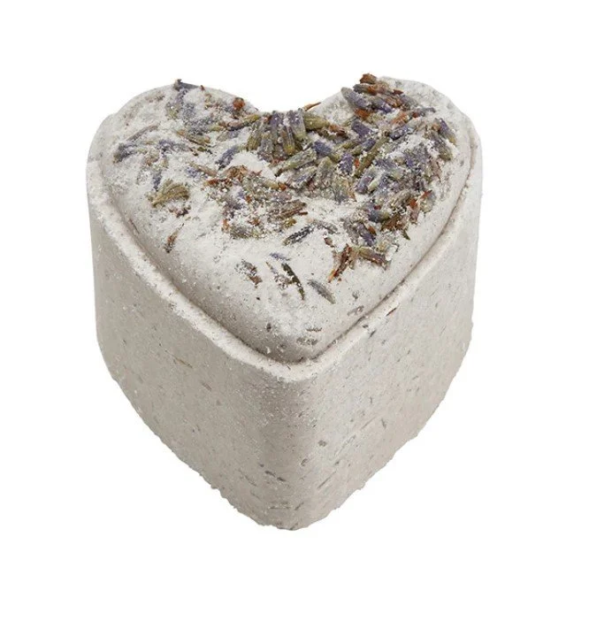 Stocking stuffers in Providence: a heart shaped purple bath bomb