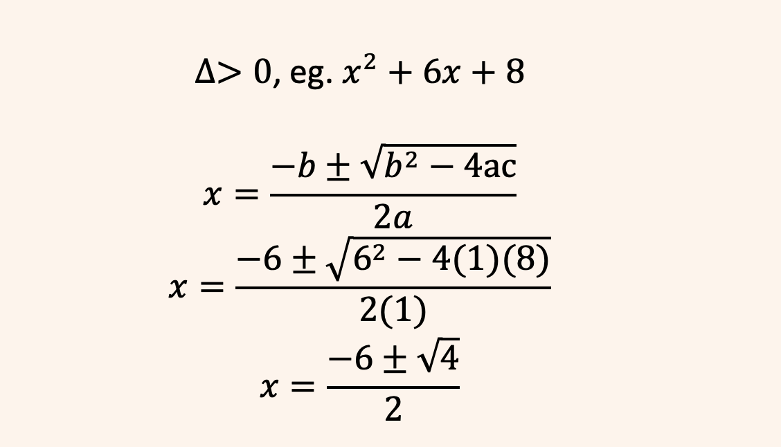 Nature of the roots in quadratic equations (the discriminant