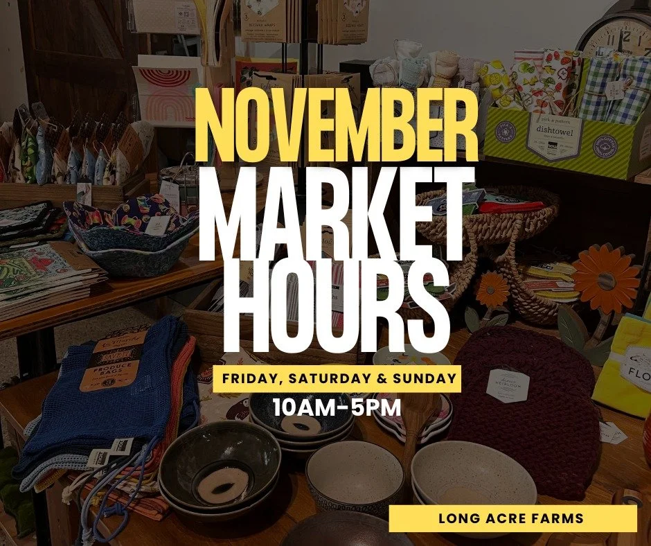 November Market Hours!

The market will be open on Friday, Saturday and Sundays through November 22nd. Come by and get a head start on your holiday shopping. We have a great selection of gift ideas, stocking stuffers, teacher gifts and more. 

The wi