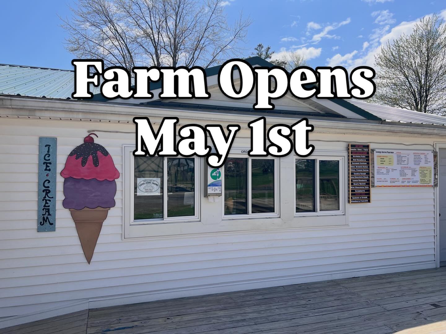 Hi Friends!  Just a quick reminder - farm officially opens for the season next Friday, May 1st. Even though it&rsquo;s nice out, the play equipment is still not open. We are eager &amp; excited to see you all next weekend!!