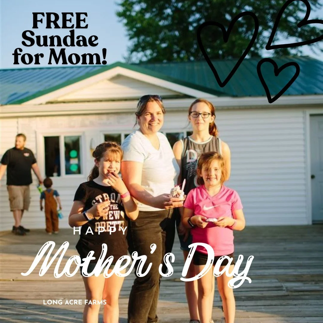 One of our favorite farm traditions is back this Sunday, May 10th&hellip; Mother&rsquo;s Day!

Treat Mom to a farm visit and we&rsquo;ll treat her to a complimentary ice cream sundae because let&rsquo;s be honest&hellip; moms deserve the best!
After 