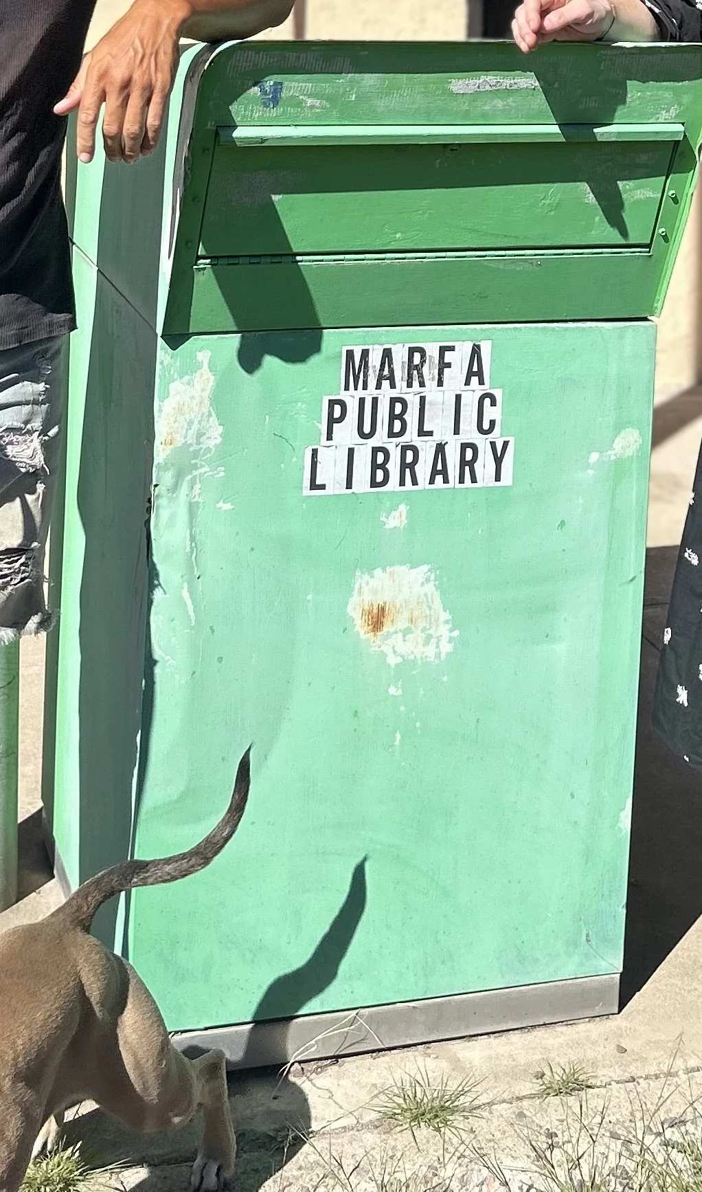 Before: the book drop was in need of a new paint job and signage