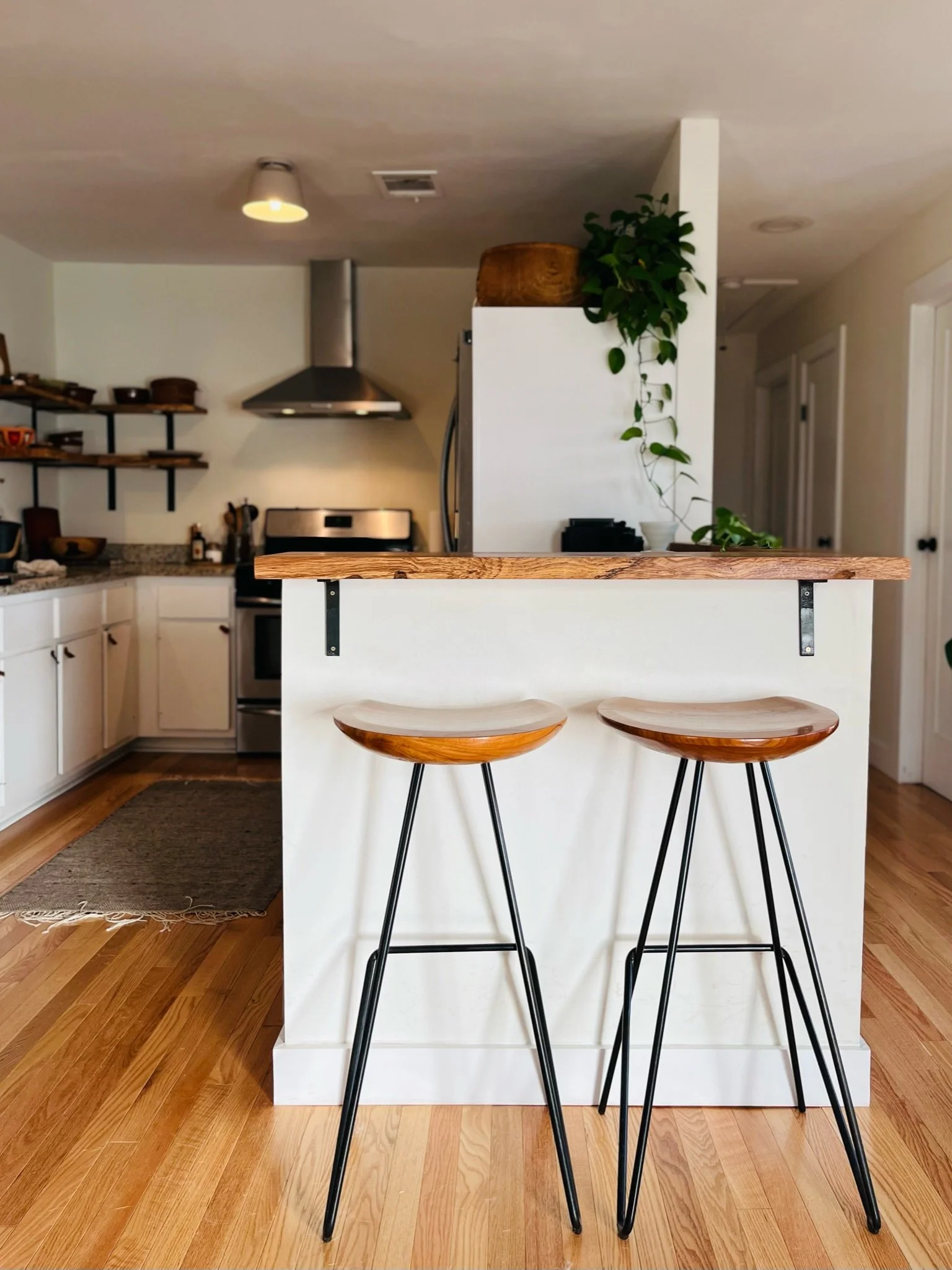 After - open floor plan and pecan counter