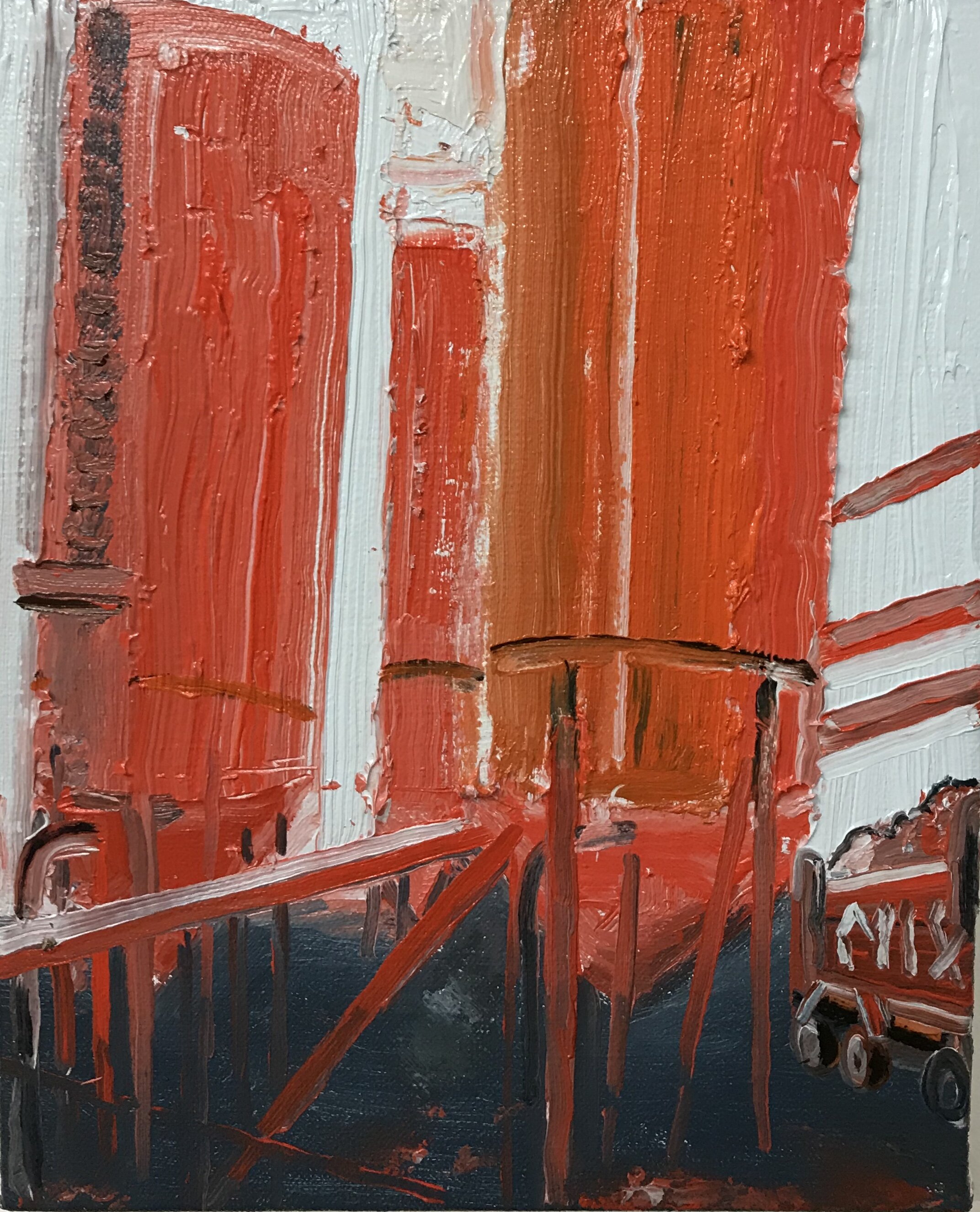 'Industrial Orange' Oil on Canvas 25 X 20 cm