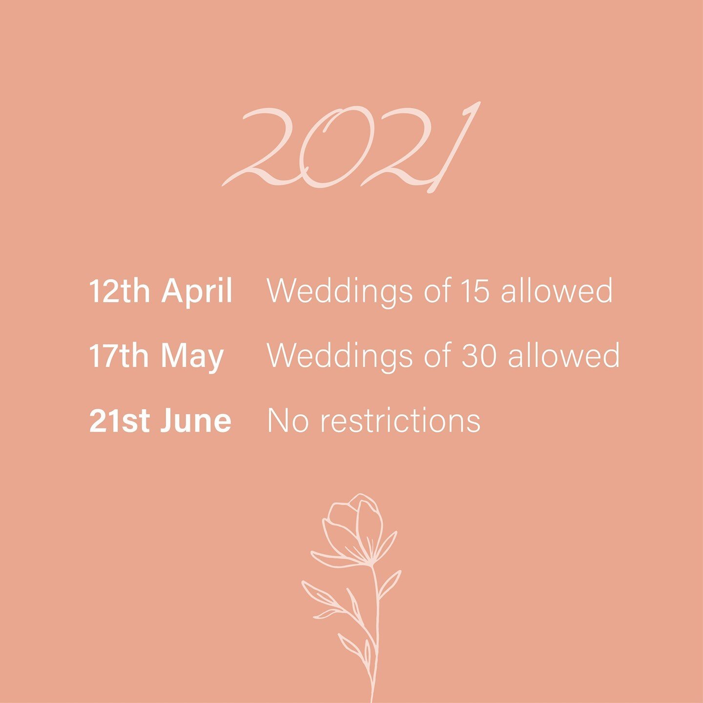 2021 WEDDINGS 💍 ⁠
⁠
So ahead of Boris's big announcement tonight, it would appear we already have the info we need! Obviously this is subject to change but hopefully all will go to plan!⁠
⁠
So what does this mean for invitations ⬇️⁠
⁠
CURRENT COUPLE