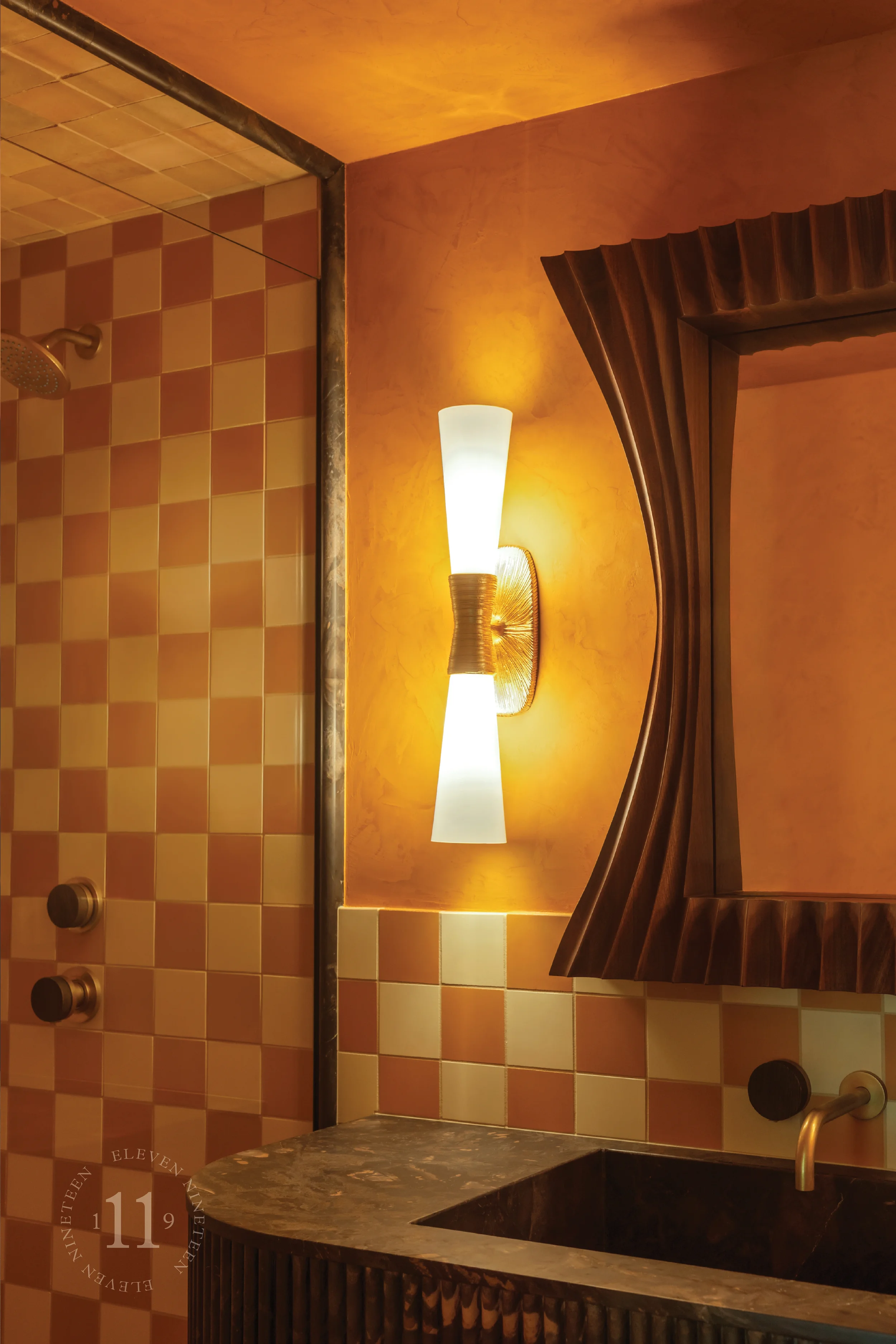 A residential bathroom designed by Pittsburgh-based interior design studio, ELEVEN NINETEEN® Interiors. Serving Greater Pittsburgh, Washington, DC, and beyond.