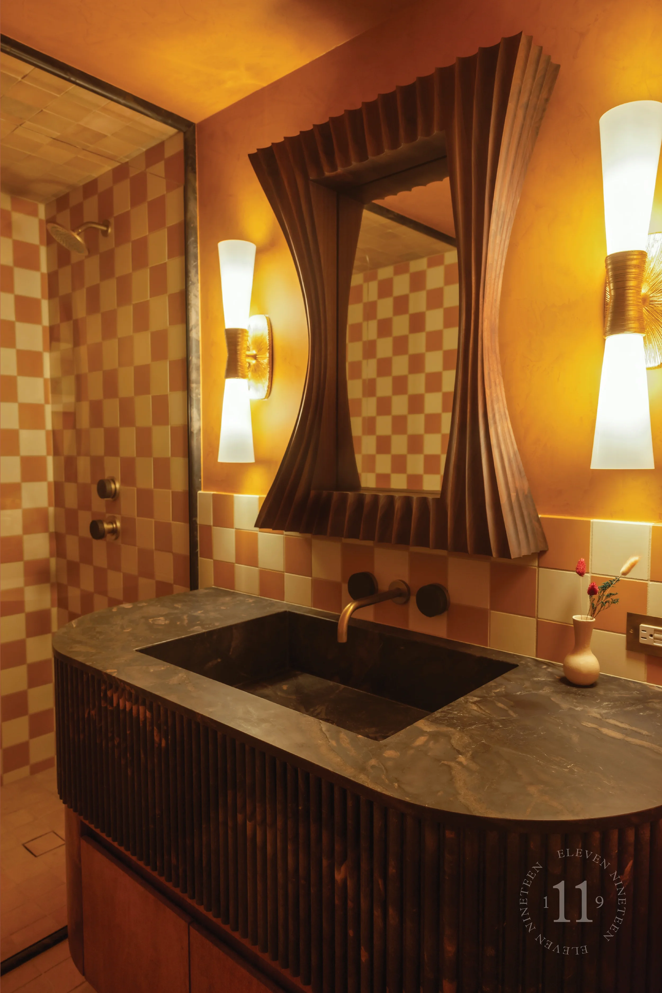 A residential bathroom designed by Pittsburgh-based interior design studio, ELEVEN NINETEEN® Interiors. Serving Greater Pittsburgh, Washington, DC, and beyond.