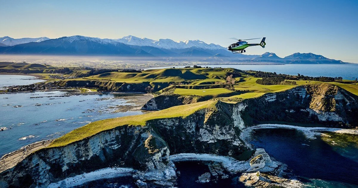 South Pacific Helicopters flying over the Kaikōura coast, New Zealand