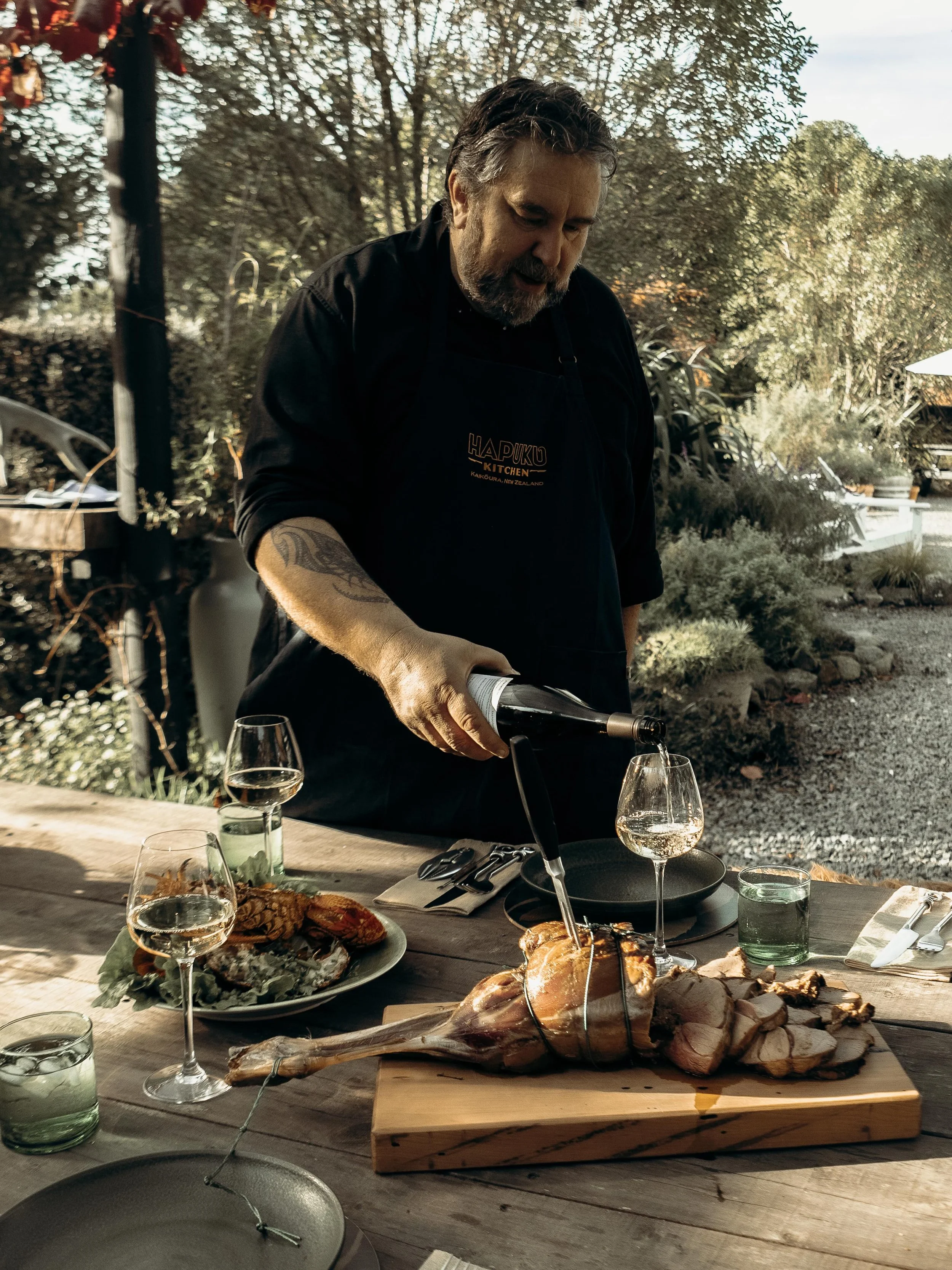 Autumn delivers such rich colours, slow cooking, and deeply satisfying flavours&mdash;perfect for a shared feast.  This is a fire roast leg of young venison, boned and rolled with thyme, sage &amp; garlic. A crayfish simply grilled on the open fire t