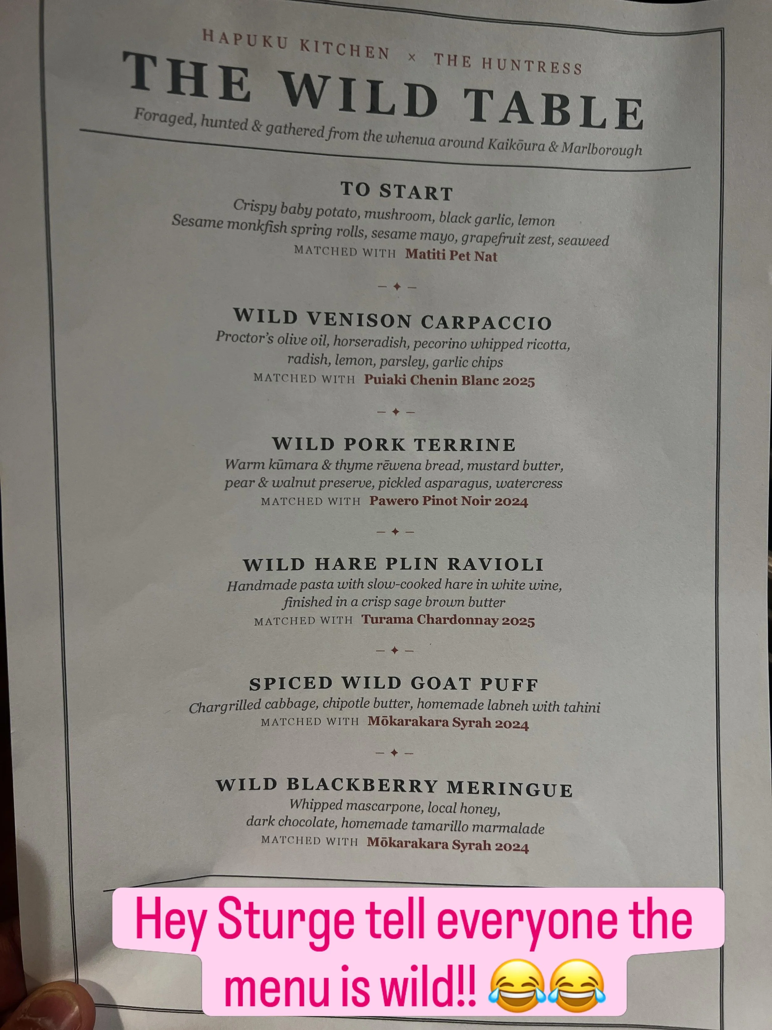 Luv&rsquo;d doing this menu and collab with The Huntress, absolute stunner of a night! Do it all again tommorow with a Wild Fire Brunch!! Amazing wine!