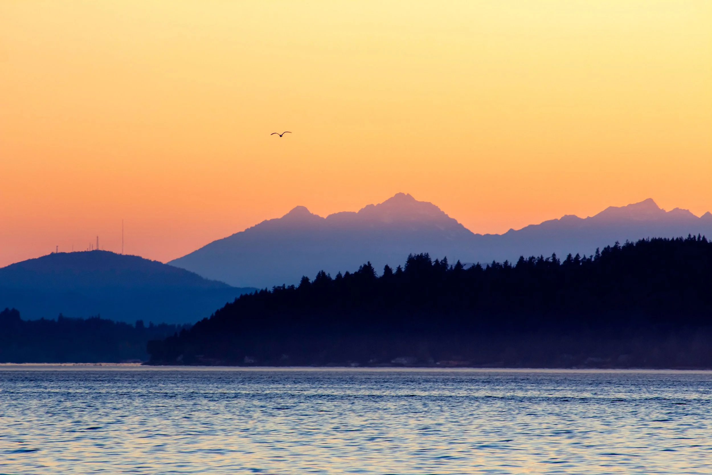 sunset san juan islands puget sound waters