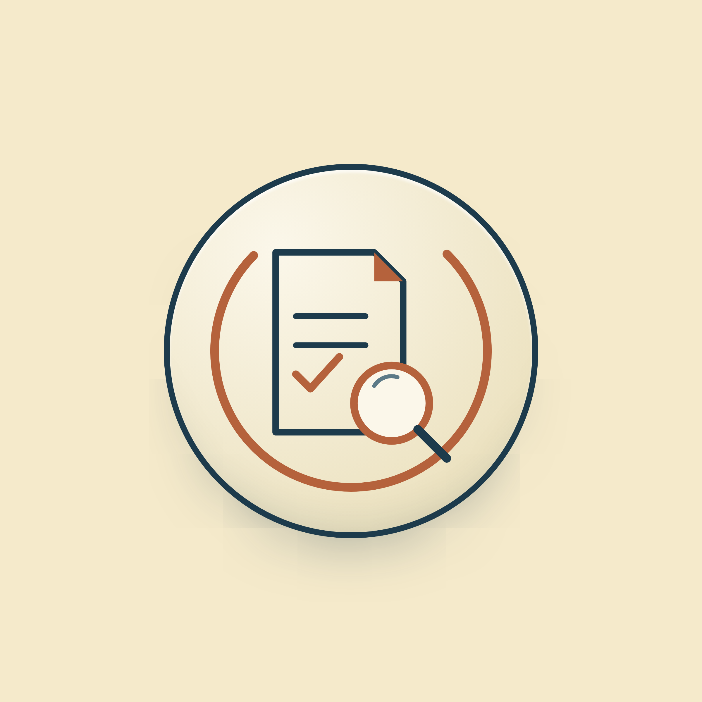 Digital illustration of a person with a clipboard, with a checkmark, and a magnifying glass, surrounded by a target.