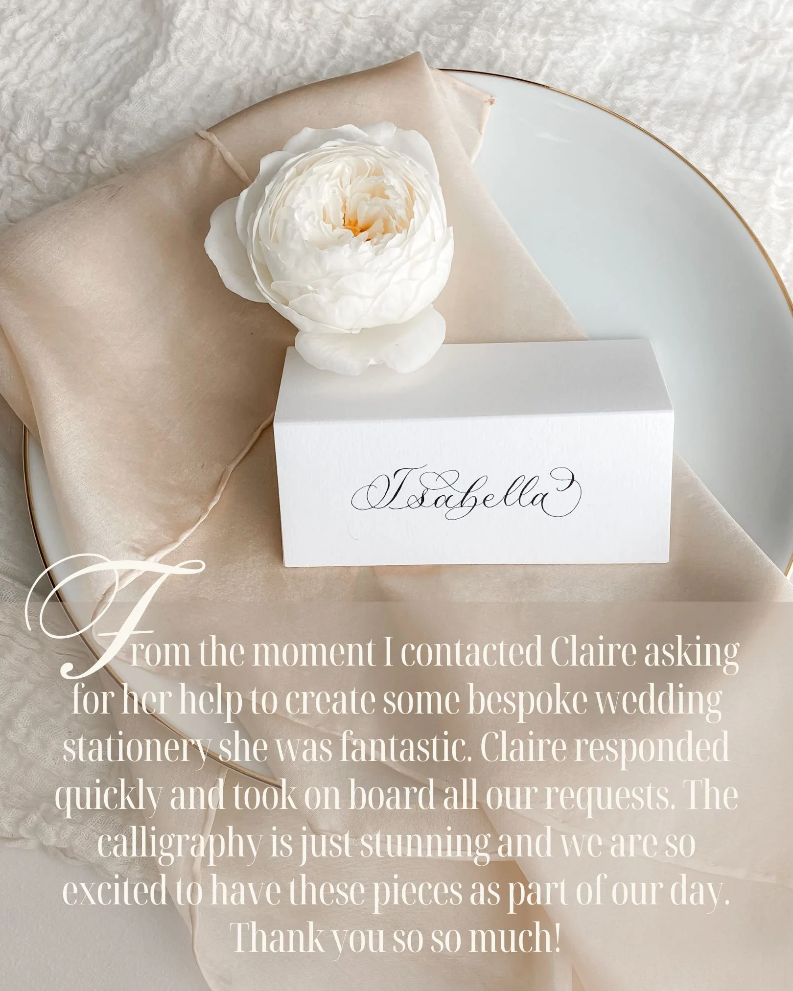 ⭐️⭐️⭐️⭐️⭐️ Grateful for this lovely review. I offer a full calligraphy service for weddings, from bespoke signage to delicate place names, all handwritten with my dip pens and luxury inks.