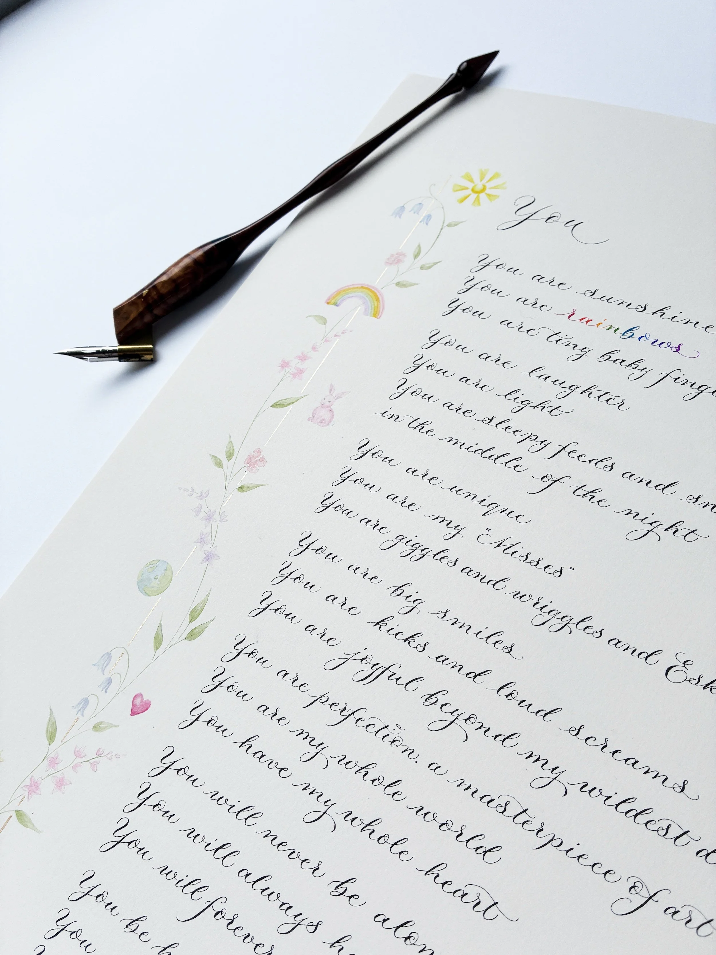 A calligraphy poem commission gift for a baby