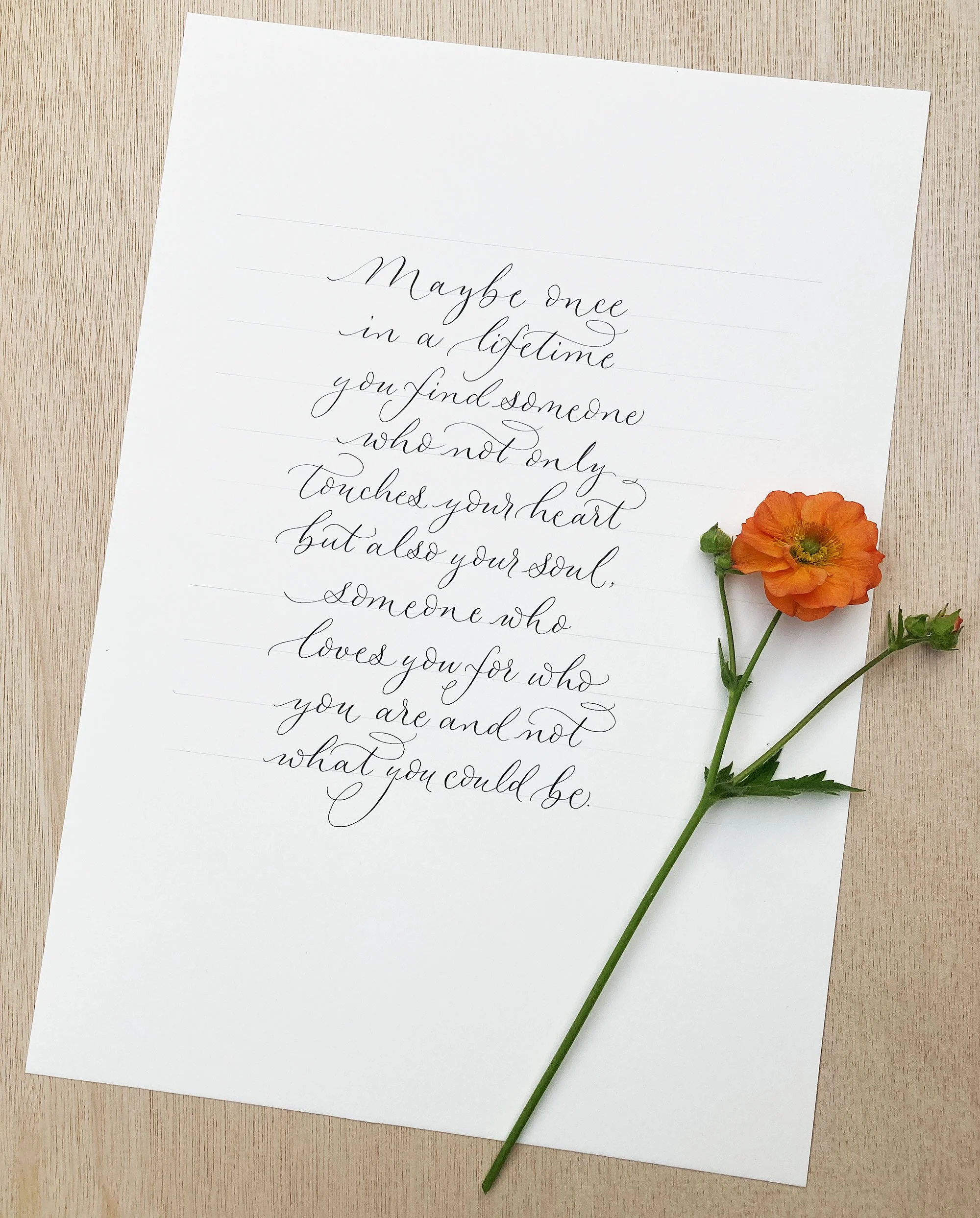 Elegant modern calligraphy commission UK