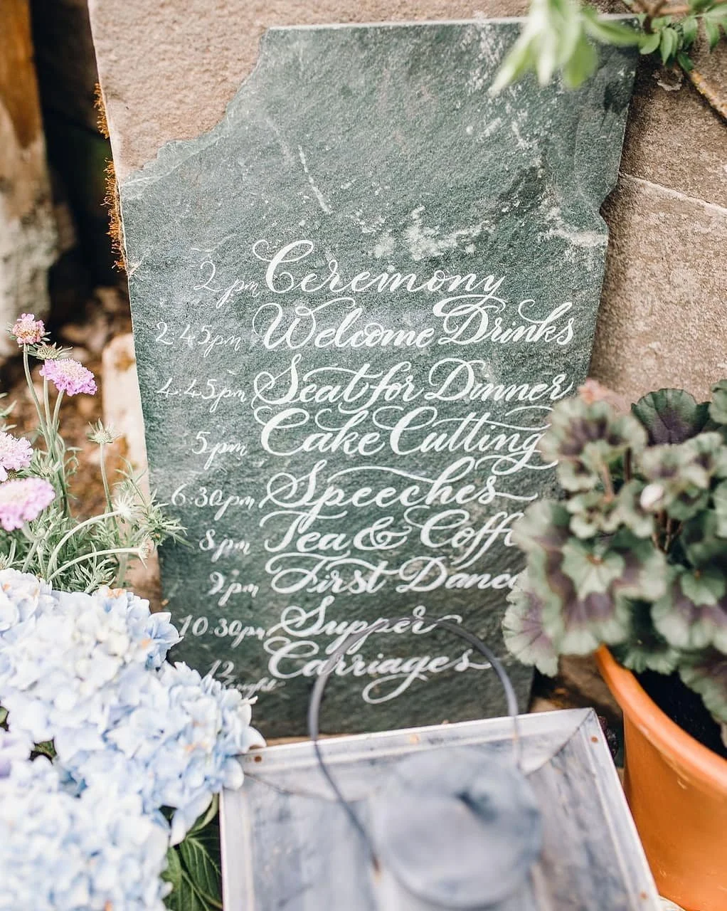Calligraphy on slate for a Lake District wedding | Jess Reeve Photography | By Moon & Tide Calligraphy