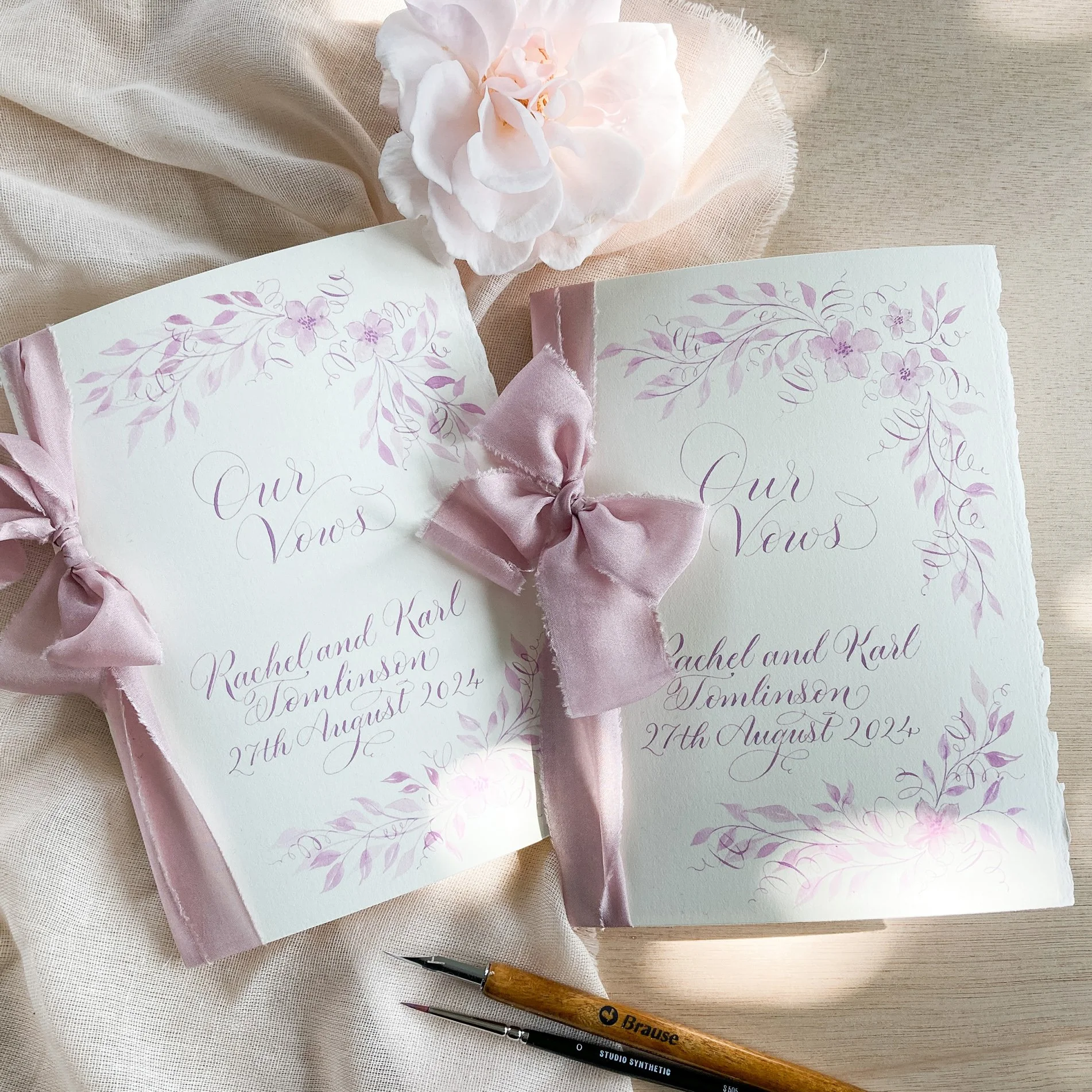 Calligraphy vow booklets in mauve-10.jpg