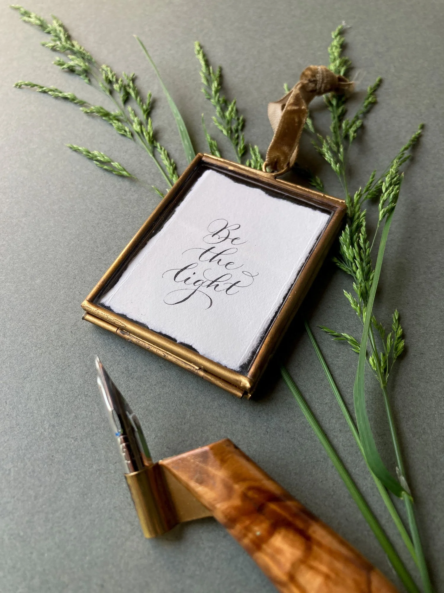 Be the light - mini framed calligraphy quote