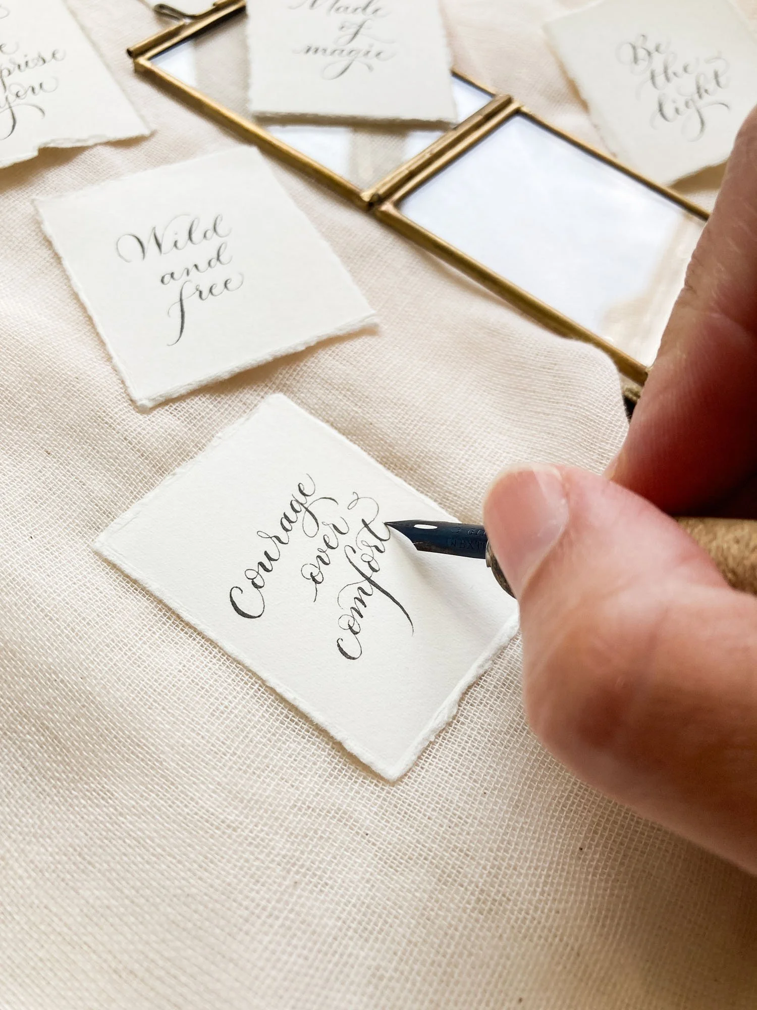courage comfort Human written calligraphy short quotes in mini frames By Moon and Tiden UK 2026-04.jpg