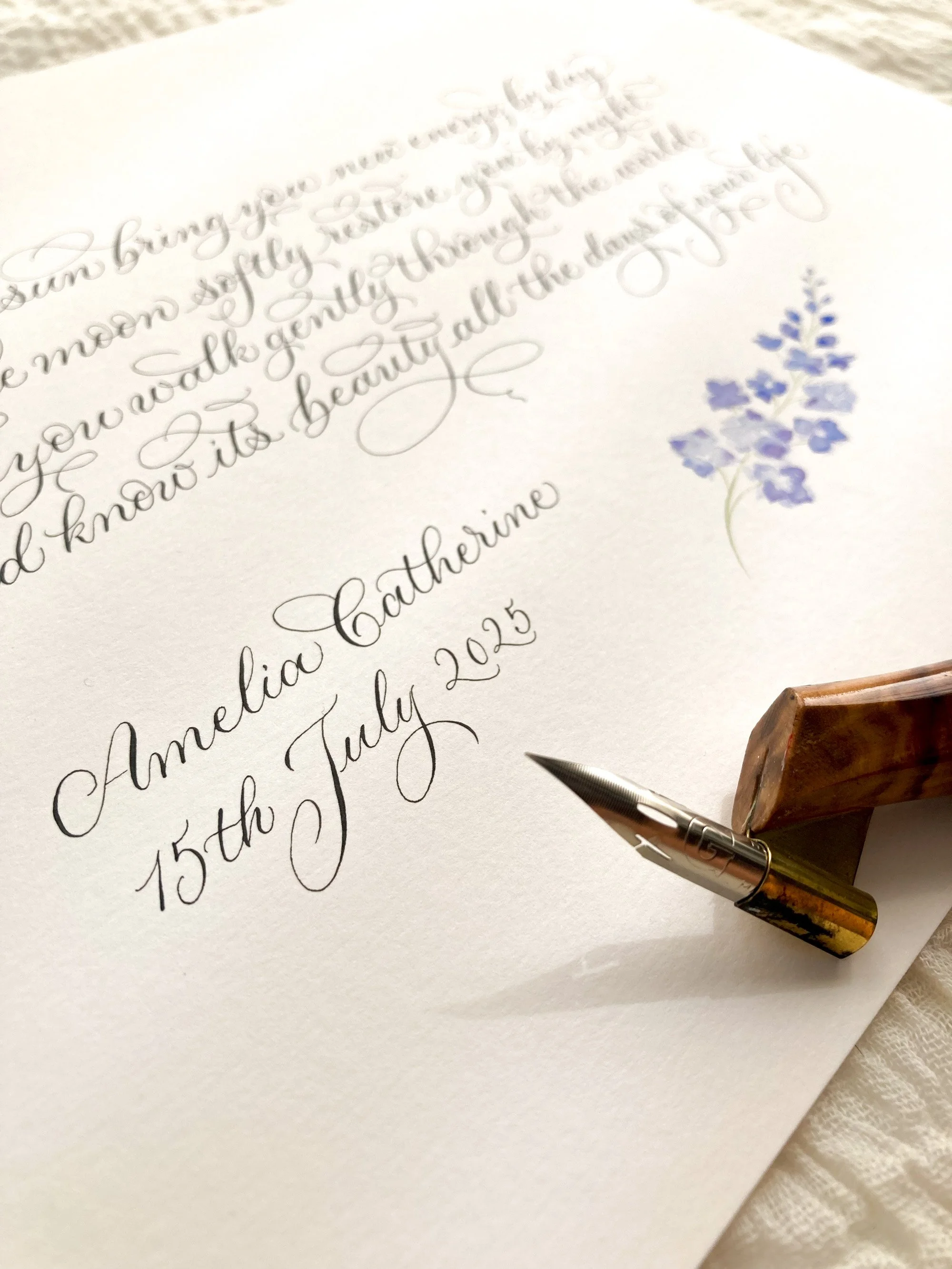 Christening poem gift in calligraphy