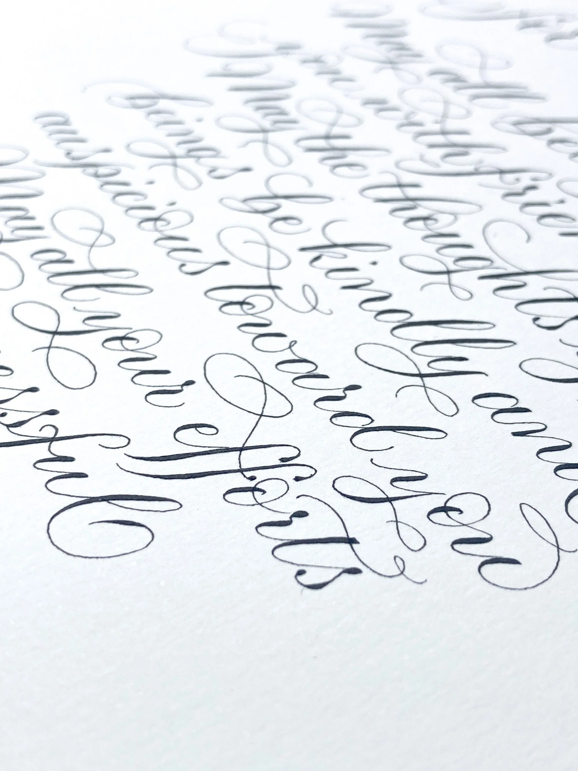 Calligraphy poem commission close up copperplate lettering