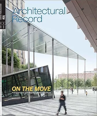 Cover of Architectural Record magazine featuring modern glass building exterior with people walking