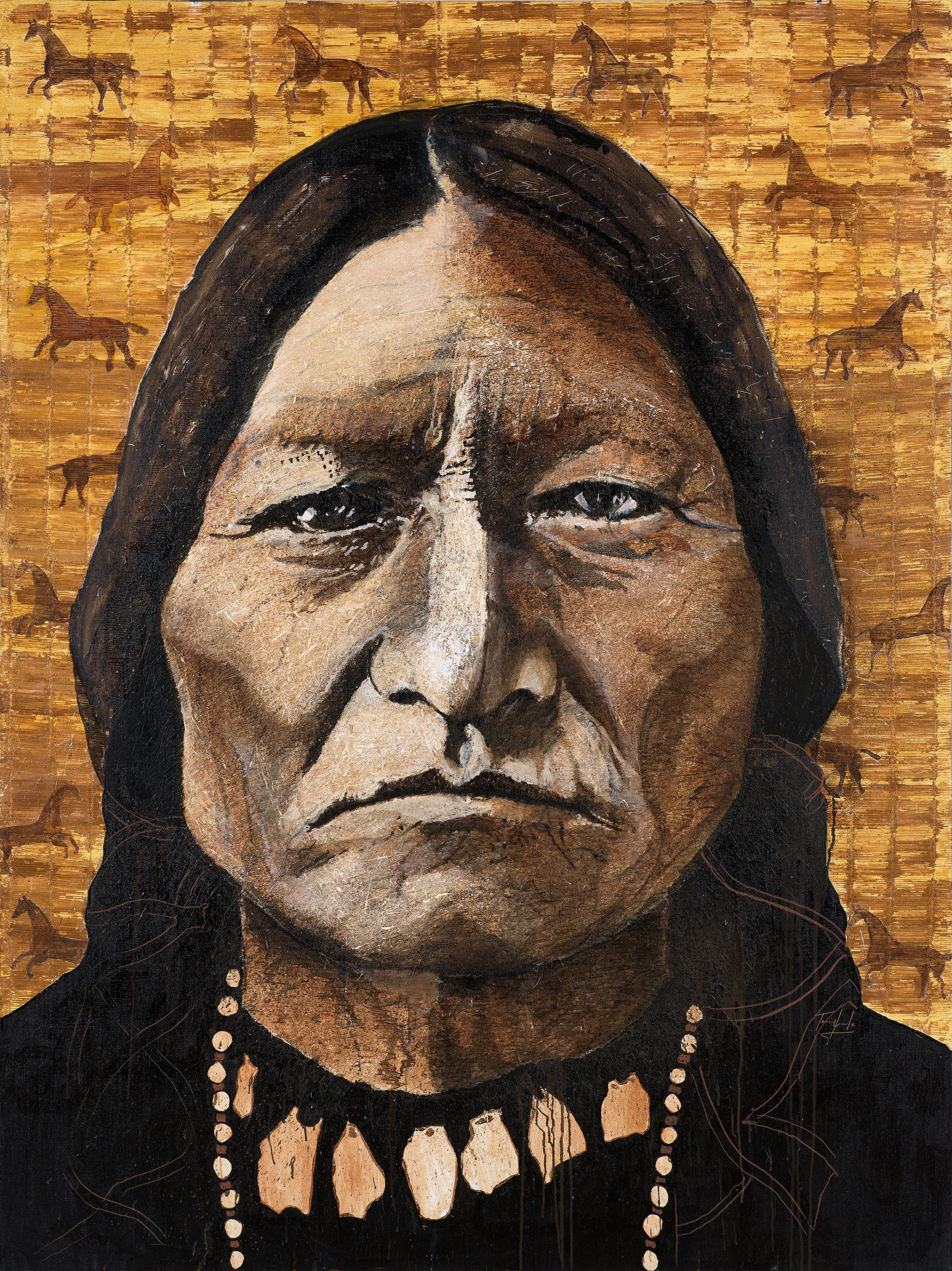 SPIRIT OF SITTING BULL, Painting on Canvas, 80x60", 2025