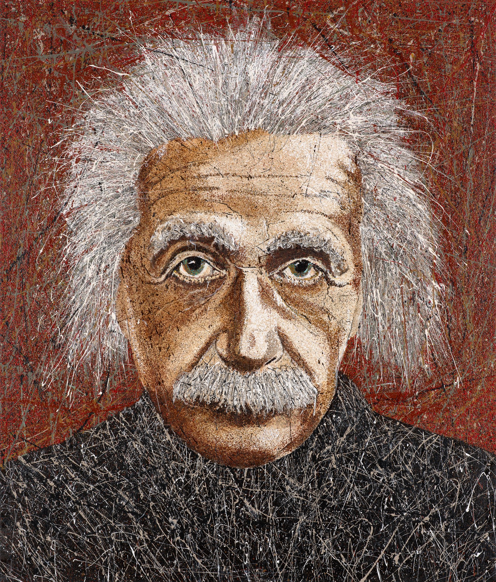 EINSTEIN 1, Splatter on Linen, 55x47", 2025