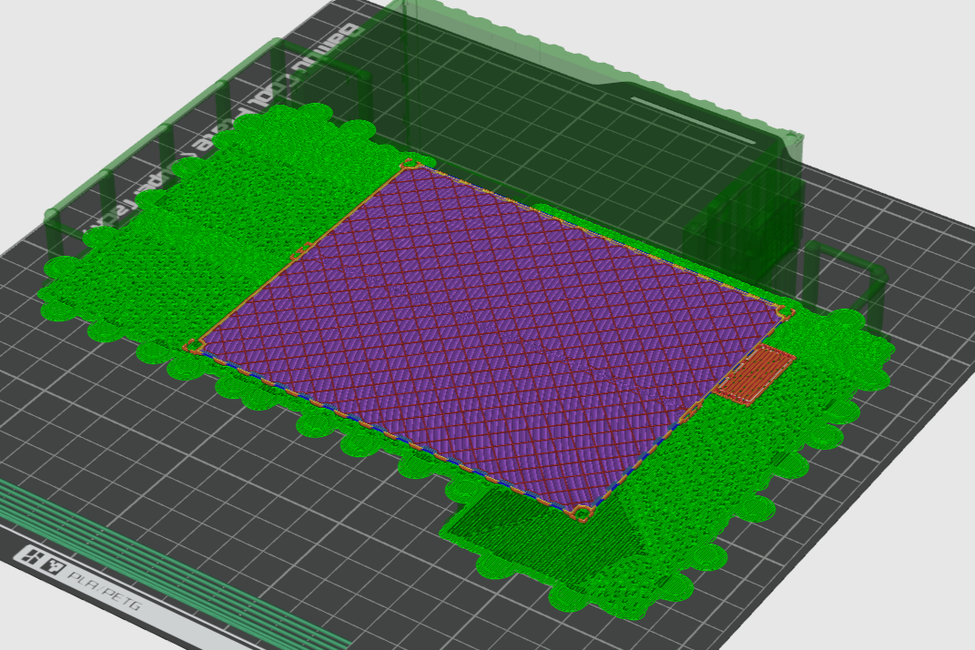 3D model of a robot vacuum cleaning a rectangular area, with a grid layout and surrounding objects.